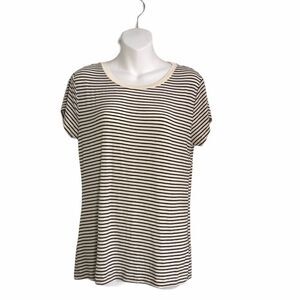 H&M Striped Crewneck Short Sleeve Tee Black Cream Medium